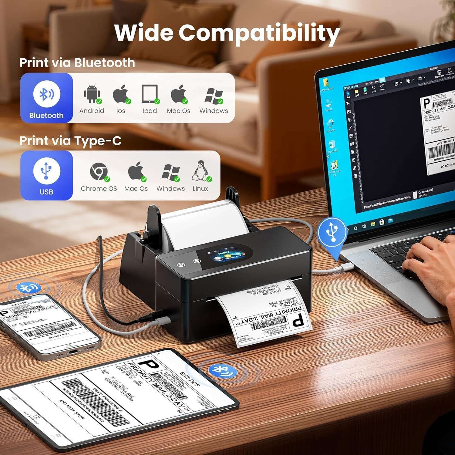 Thermal Bluetooth Inkless High-definition Courier Printer