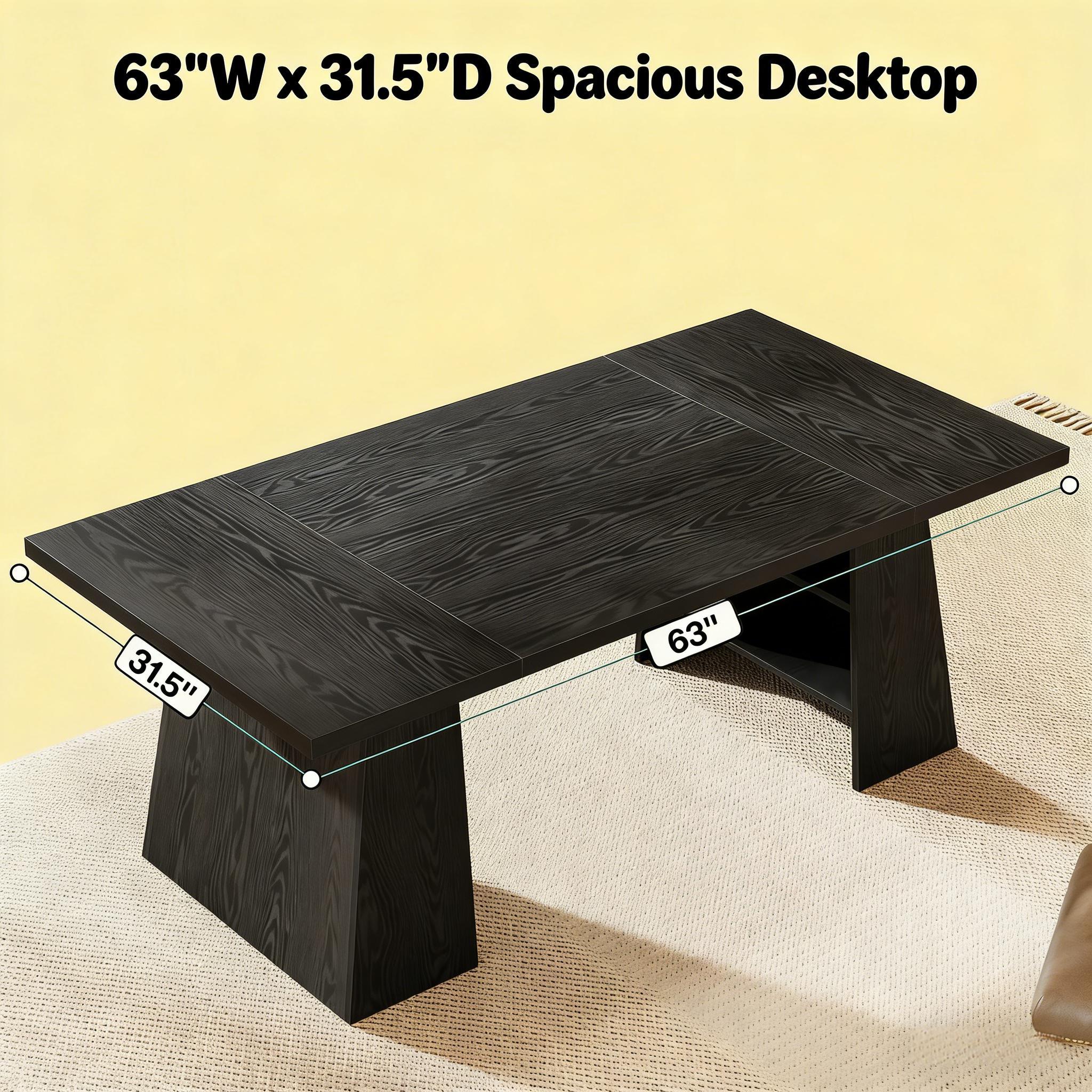 Black Office Desk with Pedestal Shelves - Image 3