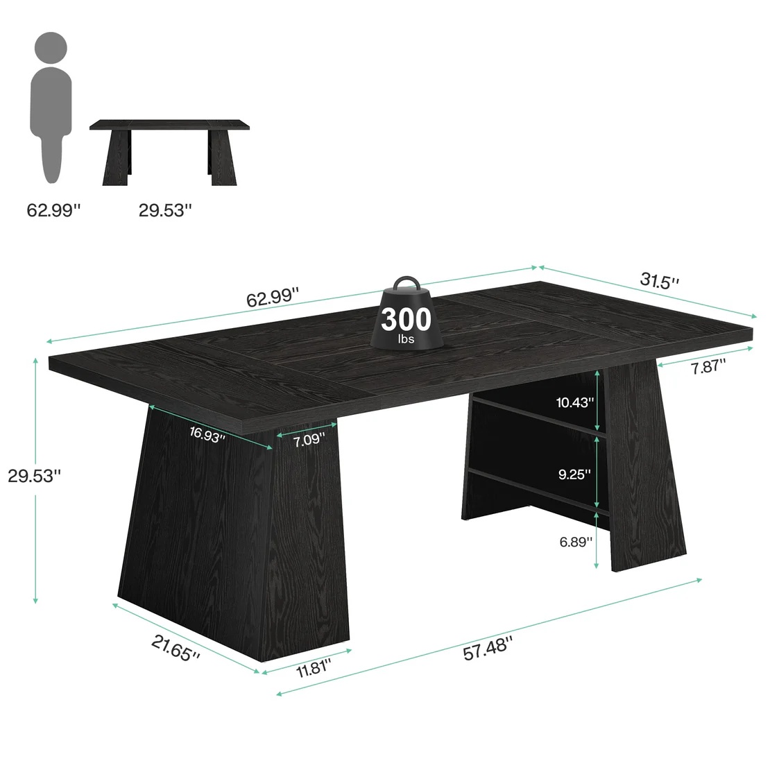 Black Office Desk with Pedestal Shelves - Image 4