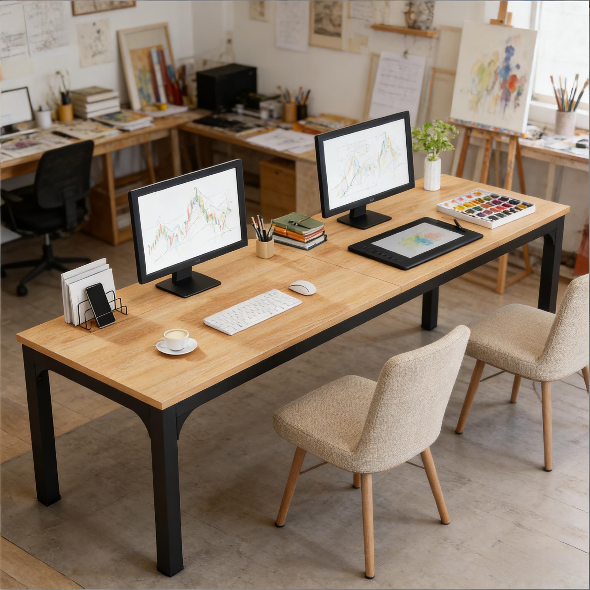 Walnut Industrial Dual Workspace Desk